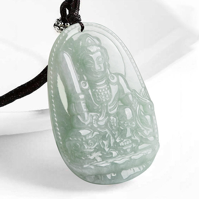 Buddha Stones Chinese Zodiac Natal Buddha Jade Wealth Prosperity Necklace Pendant