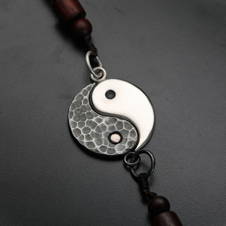 Buddha Stones 990 Sterling Silver Yin Yang Balance Harmony Necklace Pendant