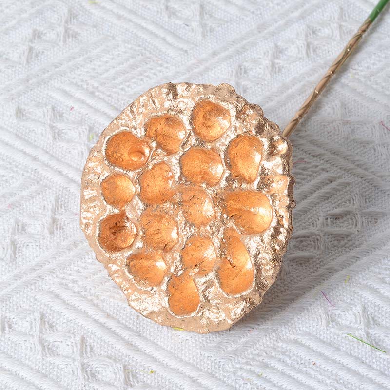 Gold Dried Lotus Pod Stemmed Plant Table Bouquet Decoration