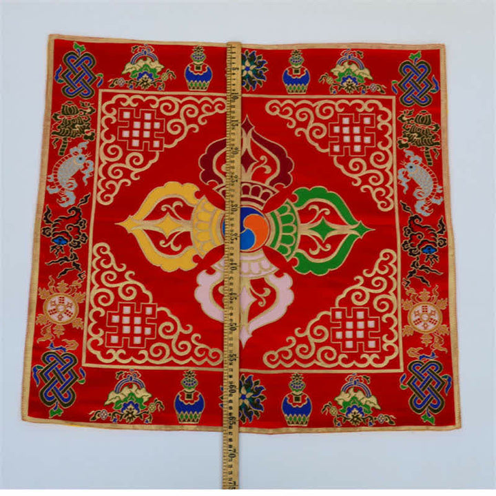 Flower Endless Knot Prayer Altar Mat Healing Meditation 8 Auspicious Symbols Mat Table Runner