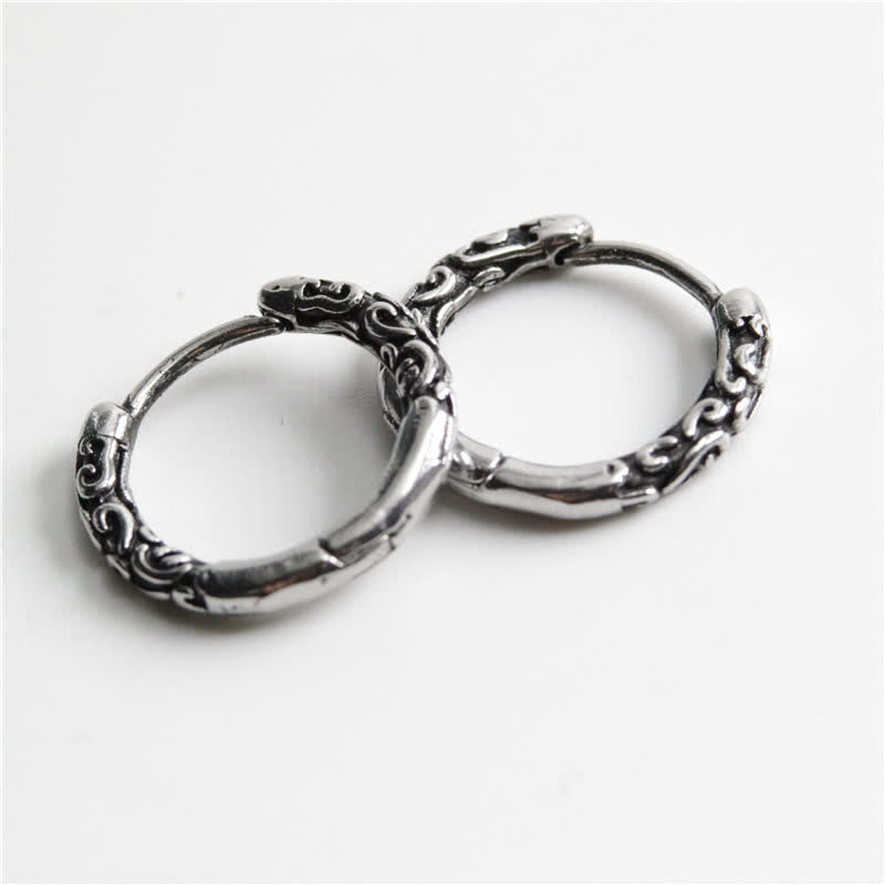 Buddha Stones Viking Celtic Hoop Titanium Steel Balance Earrings