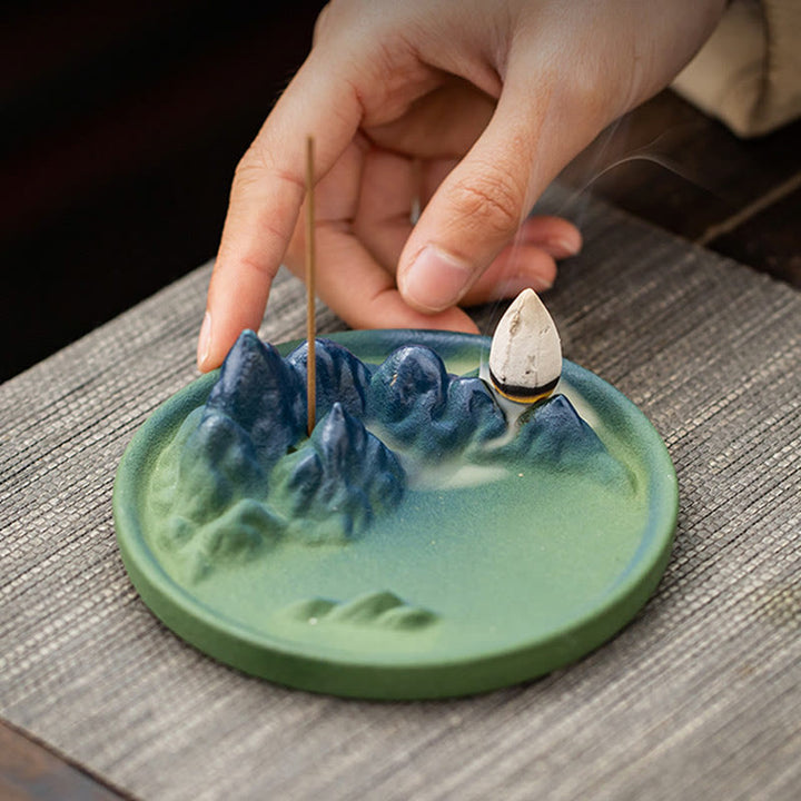 Creative Mountain River Ceramic Healing Backflow Incense Burner