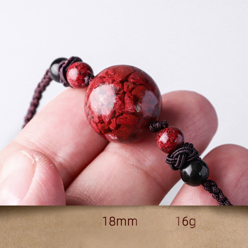 Buddha Stones Natural Cinnabar Stones Bead Blessing Necklace Pendant