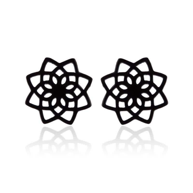 Tibetan Lotus Pattern New Beginning Stud Earrings