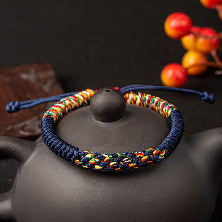 Buddha Stones Tibetan Handmade Colorful King Kong Knot Luck Braid String Bracelet