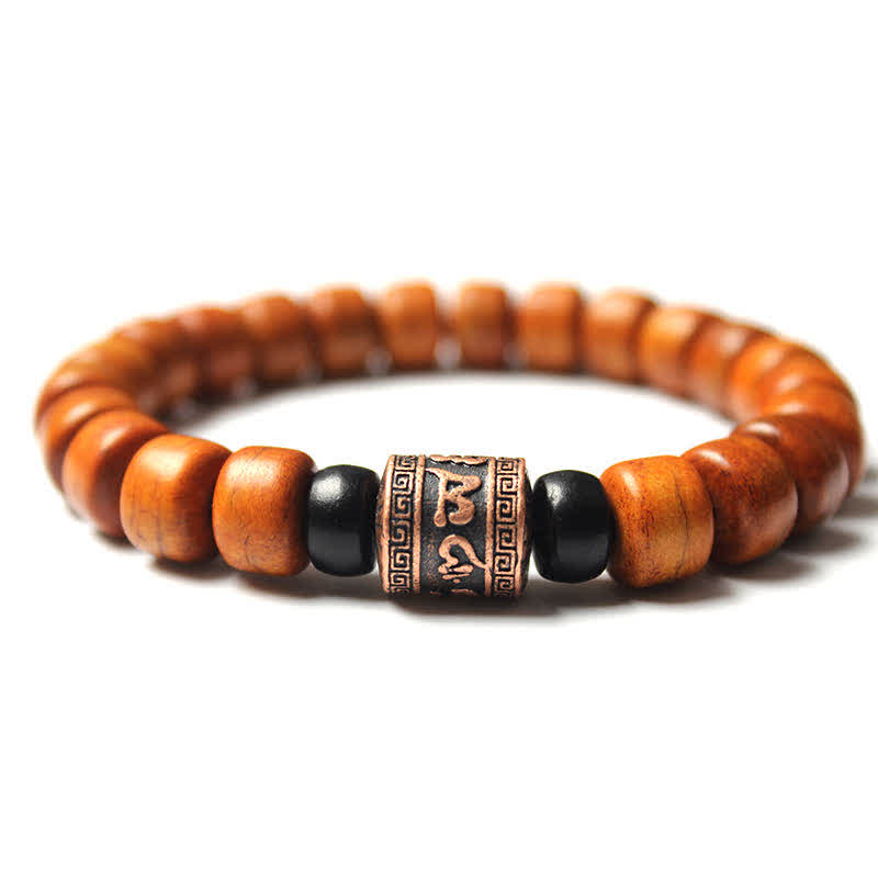 Buddha Stones Tibetan Yak Bone Om Mani Padme Hum Strength Bracelet