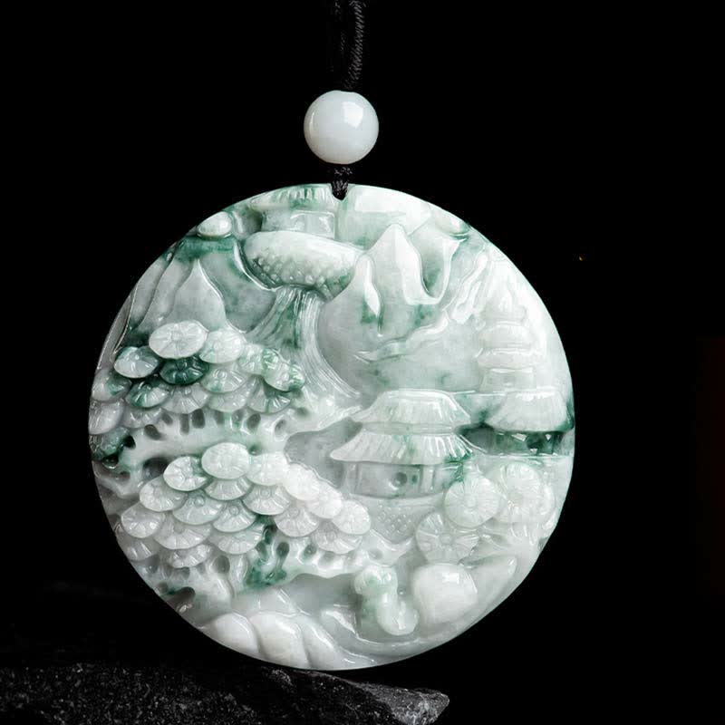 Buddha Stones Mountain Landscape Jade Abundance String Necklace