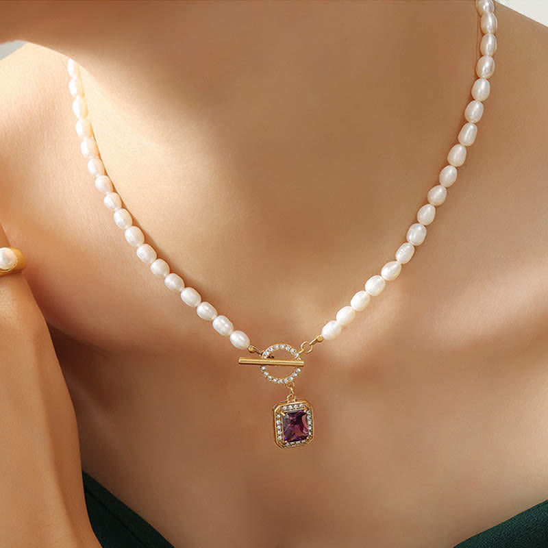 Pearl Zircon Wealth Charm Necklace Pendant