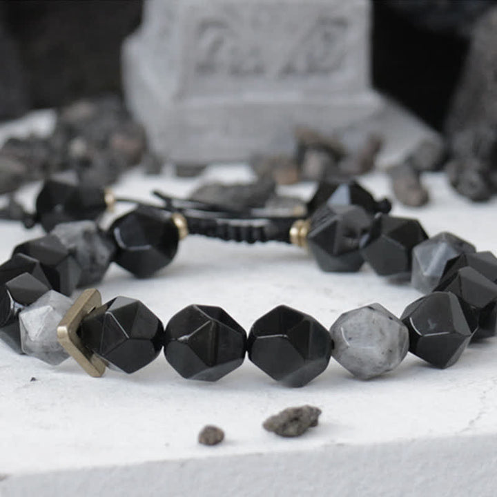 Black Obsidian Black Glitter Stone Purification Bracelet