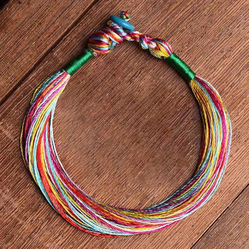 Buddha Stones Tibetan Handmade Five Colorful Thread Dragon Boat Festival Protection Adult Child String Bracelet