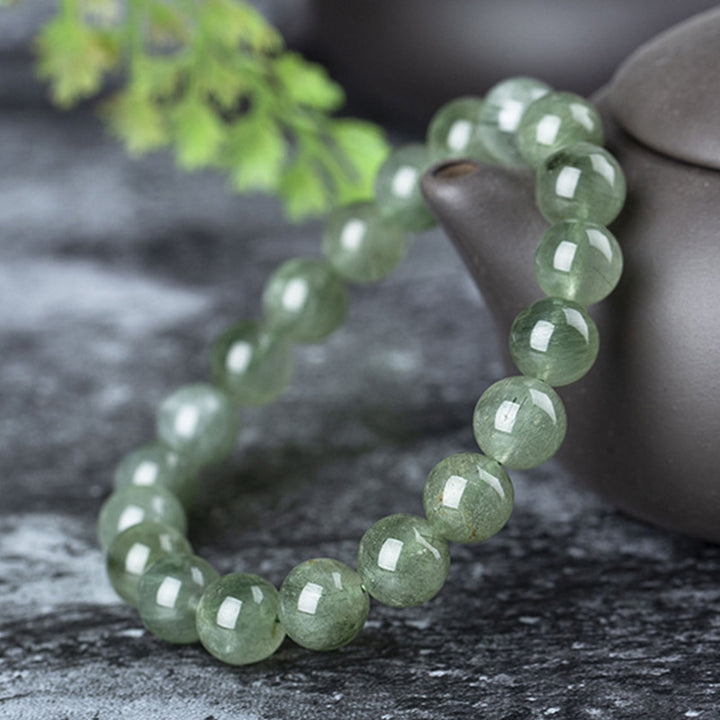 Buddha Stones Natural Green Crystal Blessing Wealth Bracelet