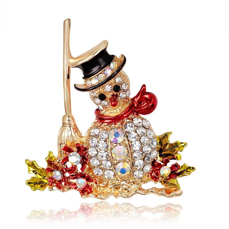 Christmas Multi-Colored Rhinestone Crystal Brooch Pin