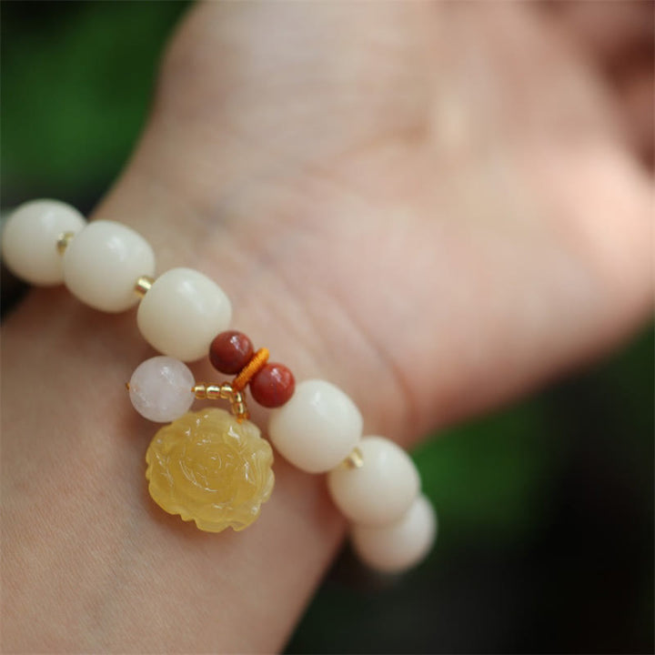 Buddha Stones Gradient Bodhi Seed Amber Lotus Peace Bracelet