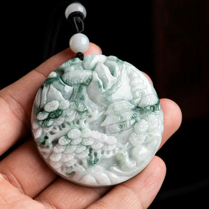 Buddha Stones Mountain Landscape Jade Abundance String Necklace