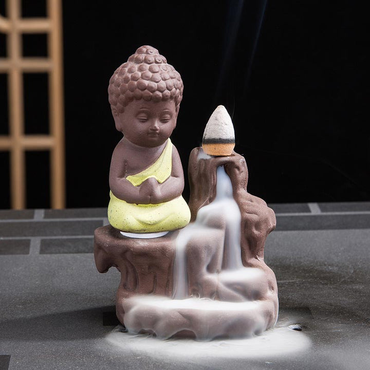 Buddha Stones  Backflow Smoke Fountain Ceramic Blessing Incense Burner Decoration