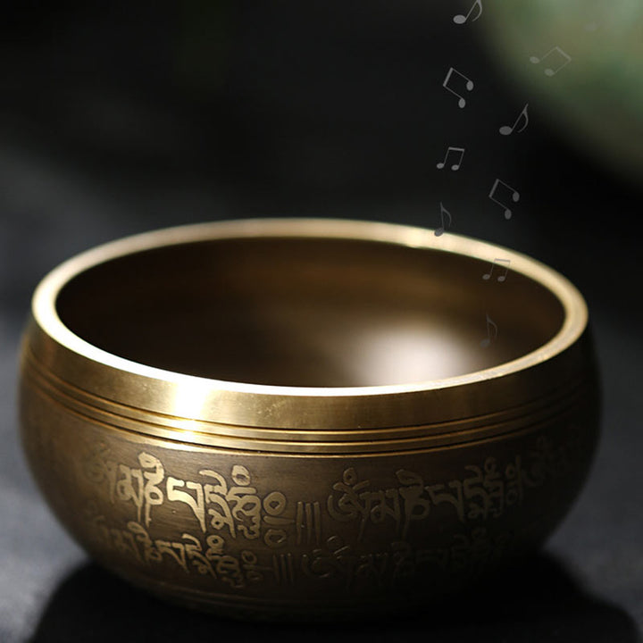 Buddha Stones Tibetan Meditation Sound Bowl Handcrafted for Healing and Mindfulness Singing Bowl Set