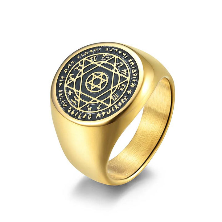 Buddha Stones 12 Constellations of the Zodiac Star of David Protection Ring