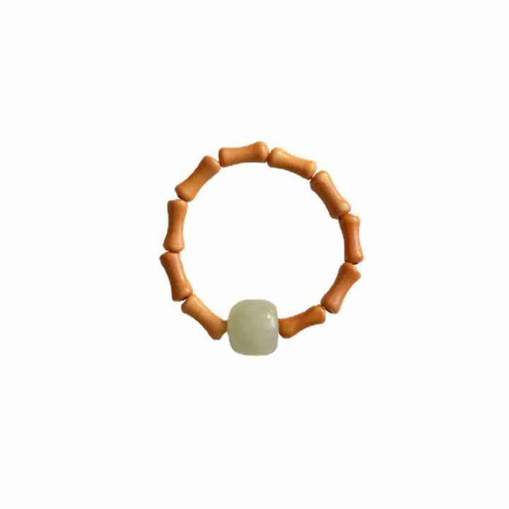 Hetian Jade Beaded Bamboo Prosperity Luck Ring