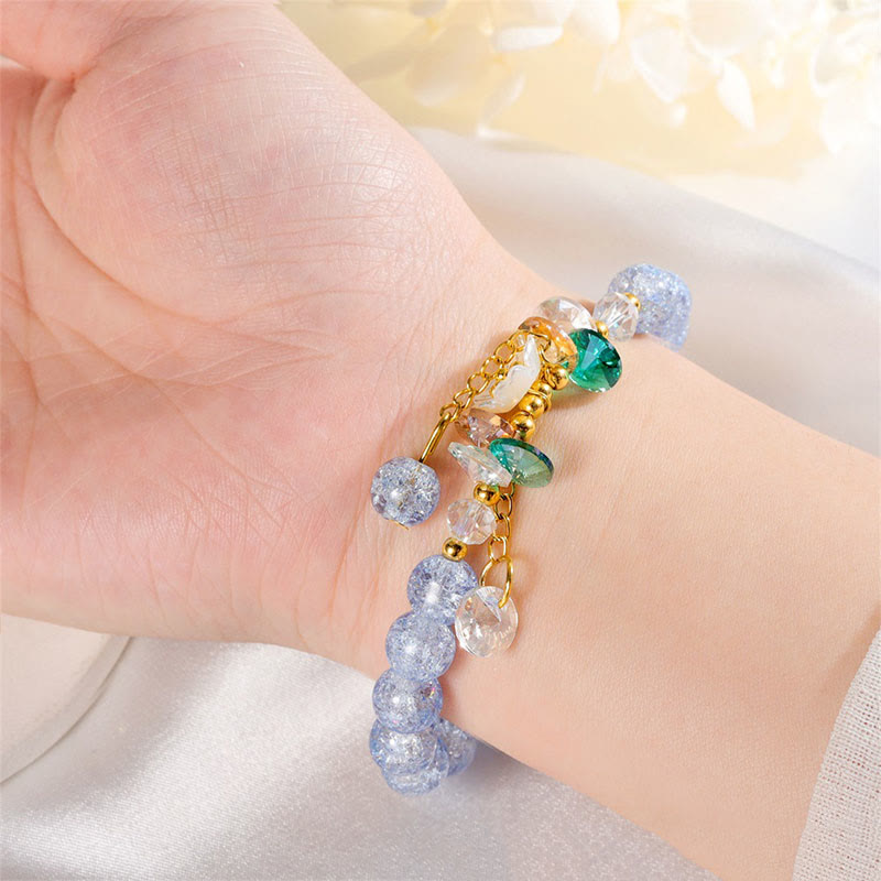 Buddha Stones Simple Design Flower Charm Glass Bead Bracelet