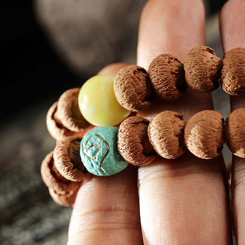 Tibetan Bodhi Seed Turquoise Amber Protection Bracelet