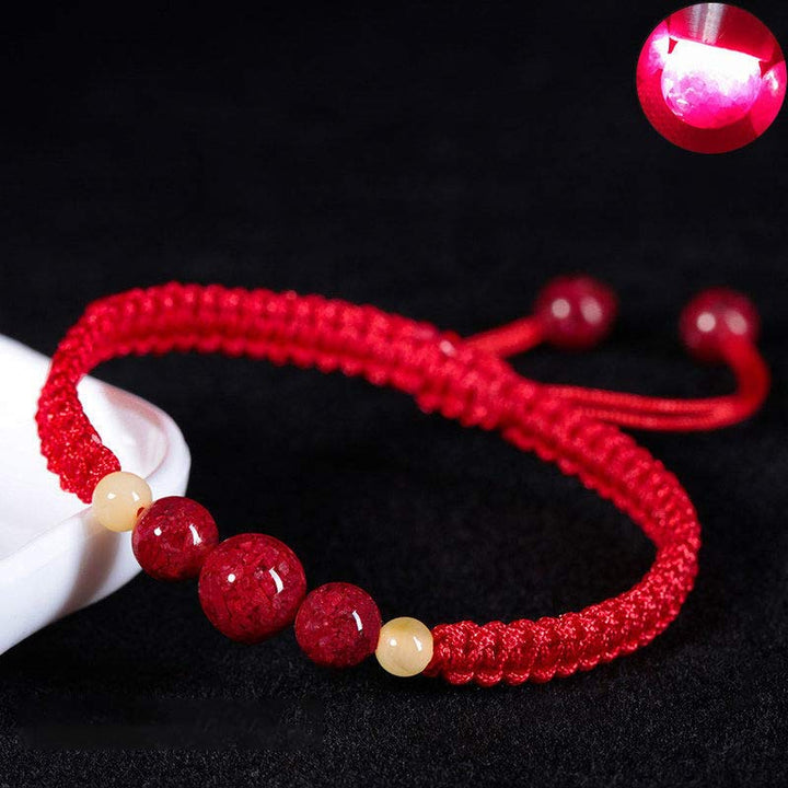 Buddha Stones Cinnabar Blessing Red String Bracelet For Kids