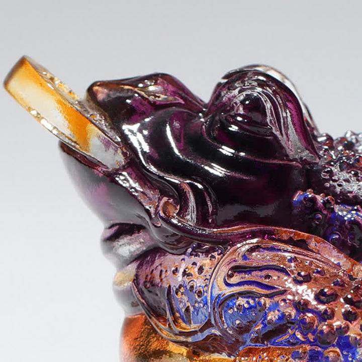 Feng Shui Frog Handmade Liuli Crystal Art Piece Wealth Home Office Decoration