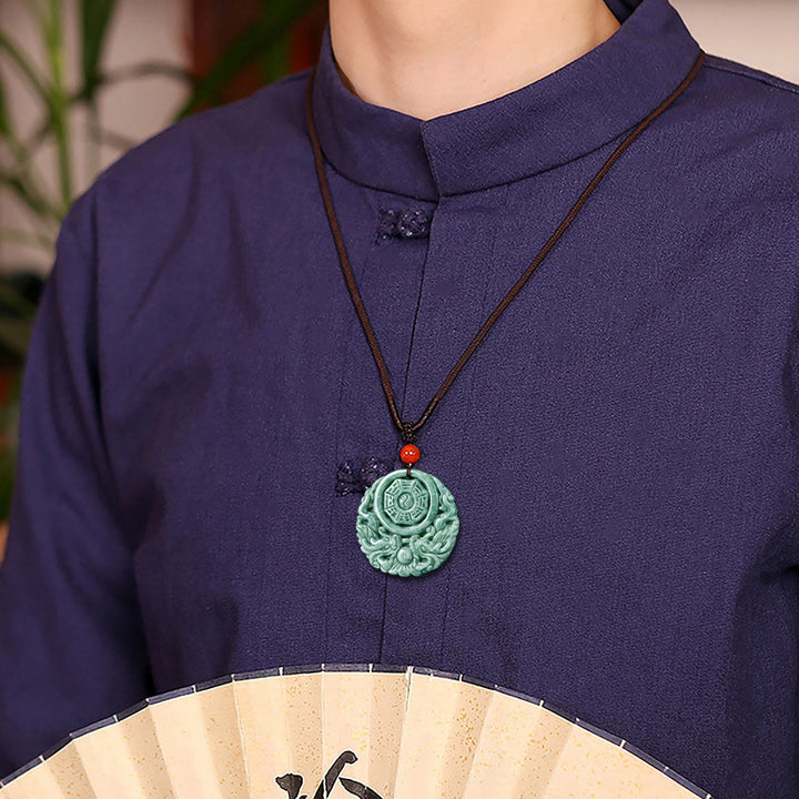 Buddha Stones Dragon Jade Yin Yang Balance Necklace String Pendant