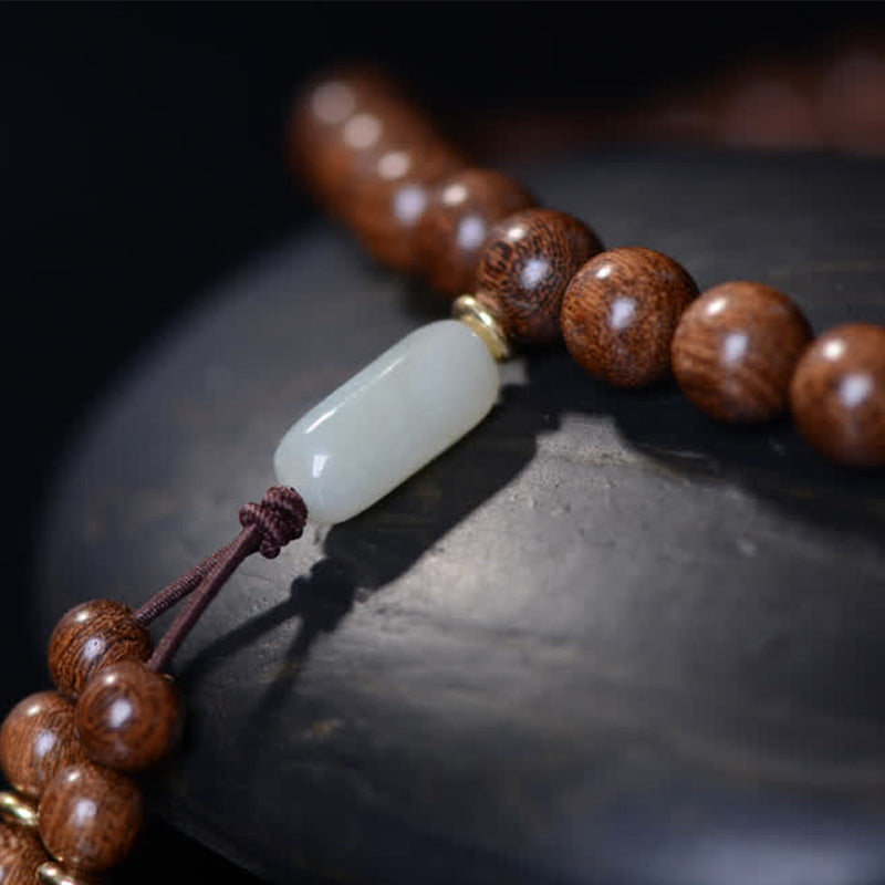 Buddha Stones 108 Mala Beads Rosewood Jade Calm Bracelet