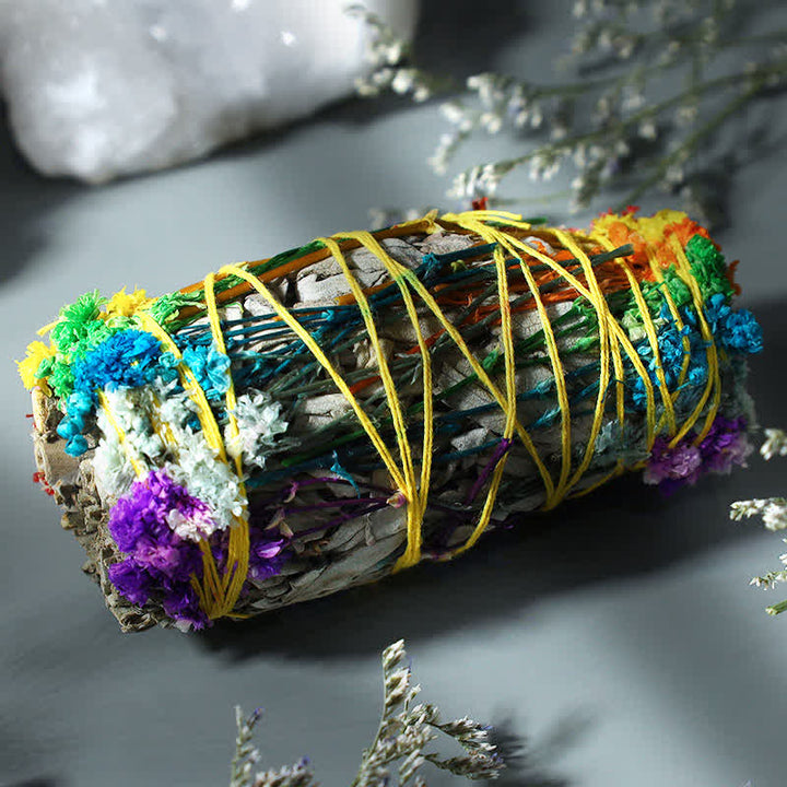 Red Rose Forget-me-not Colorful Daisy Smudge Stick for Home Cleansing Incense Healing Meditation Smudge Sticks Rituals