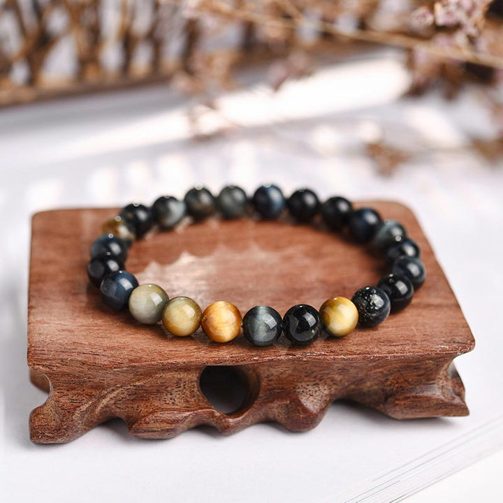 Buddha Stones  Anxiety Stress Healing Crystal Tiger Eye Bead Bracelet