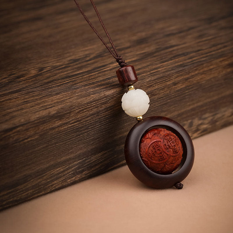 Buddha Stones Tibetan Small Leaf Red Sandalwood Ebony Luck Protection Rotation Decoration