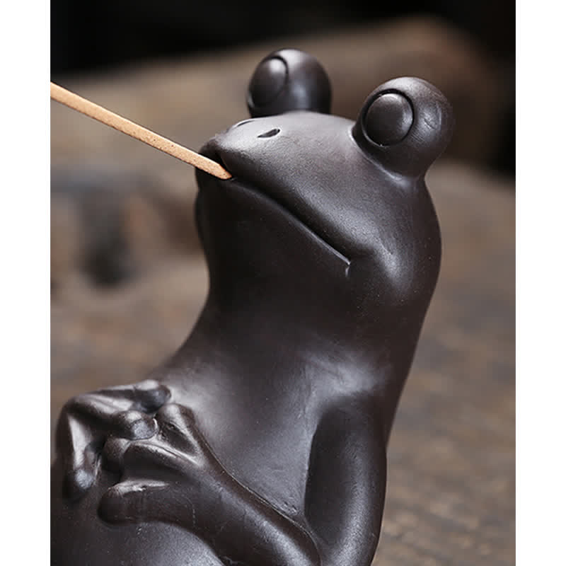 Meditation Frog Ceramic Spiritual Healing Incense Burner