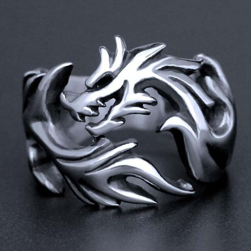 Buddha Stones Dragon Pattern Protection Strength Adjustable Ring