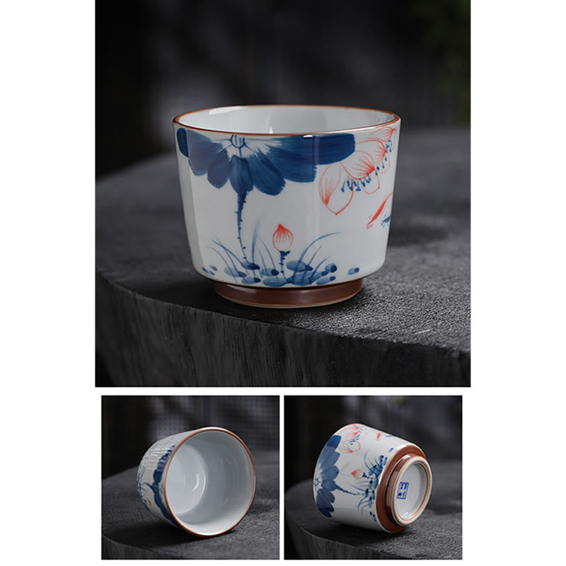 Buddha Stones Lotus Flower Leaf Bamboo Ceramic Teacup Kung Fu Tea Cups