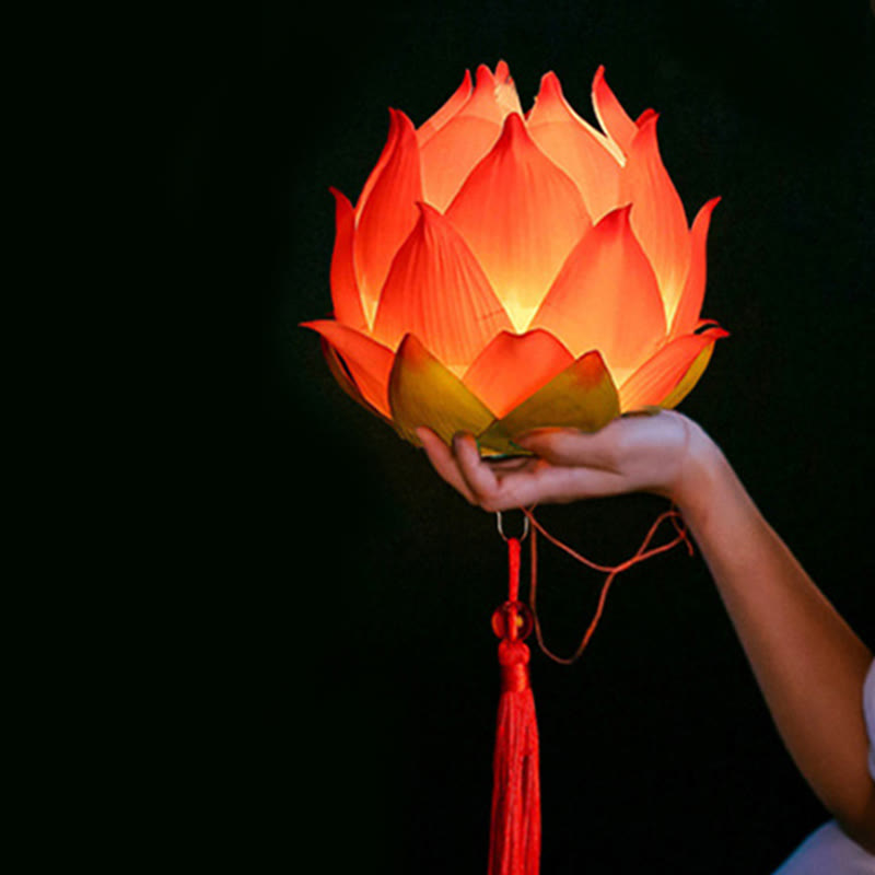 Buddha Stones DIY Lotus Flower Dragon Lantern Tassel Lamp Decoration