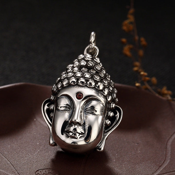 Buddha Stones 925 Sterling Silver Buddha Head Compassion Necklace Pendant