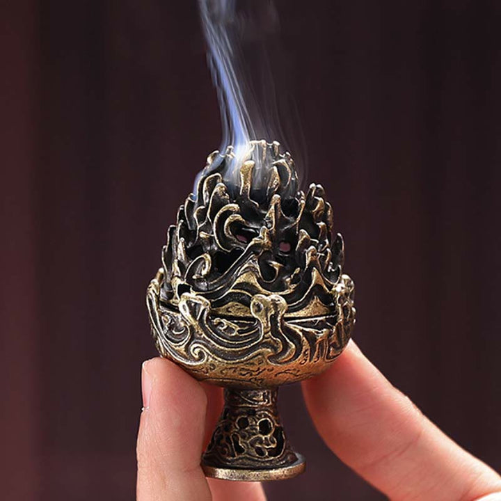 Tibetan Mini Mountain Pattern Meditation Copper Alloy Incense Burner