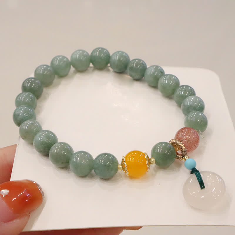 Cyan Jade Lotus Pumpkin Wish Peace Buckle Amethyst Crystal Healing Bracelet