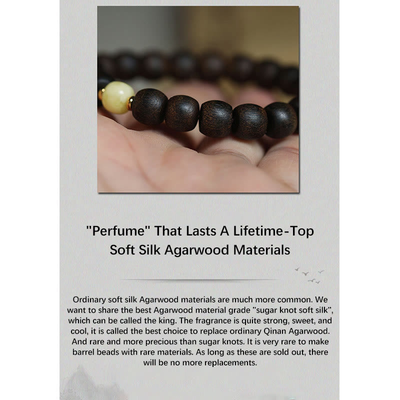 Buddha Stones Rare Brunei Agarwood Amber Balance Peace Calm Bracelet