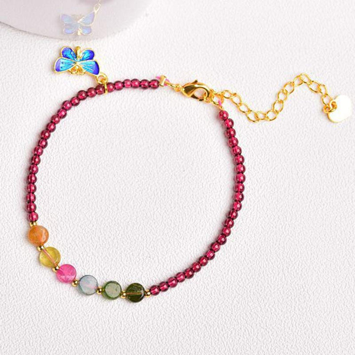 Garnet Tourmaline Butterfly Protection Bracelet Anklet