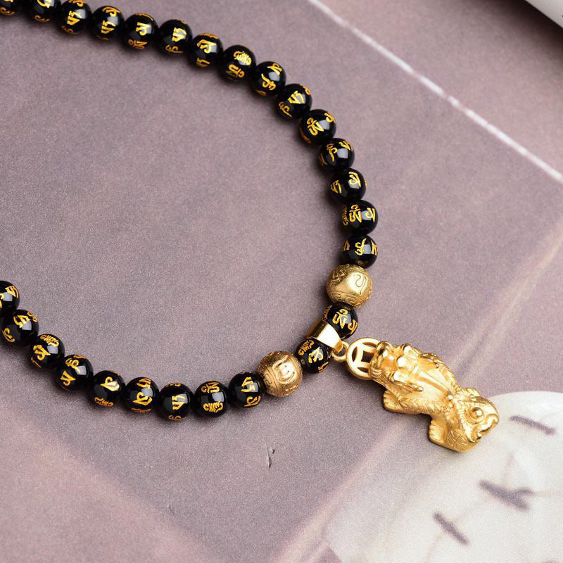 FengShui Obsidian PiXiu Wealth Necklace