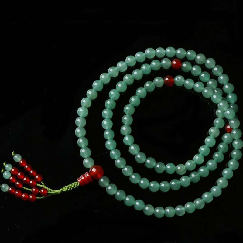 108 Beads Green Aventurine Red Agate Luck Mala Bracelet