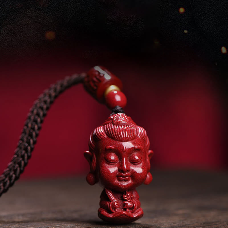 Buddha Stones Chinese Zodiac Natal Buddha Natural Cinnabar Amulet Keep Away Evil Spirits Necklace Pendant