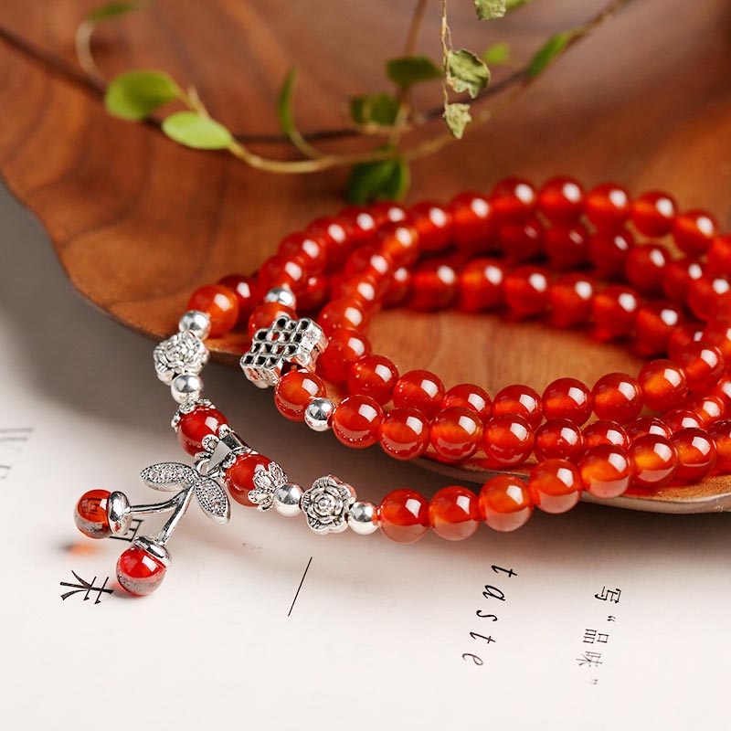 Natural Red Agate Bead Blessing Bracelet Necklace