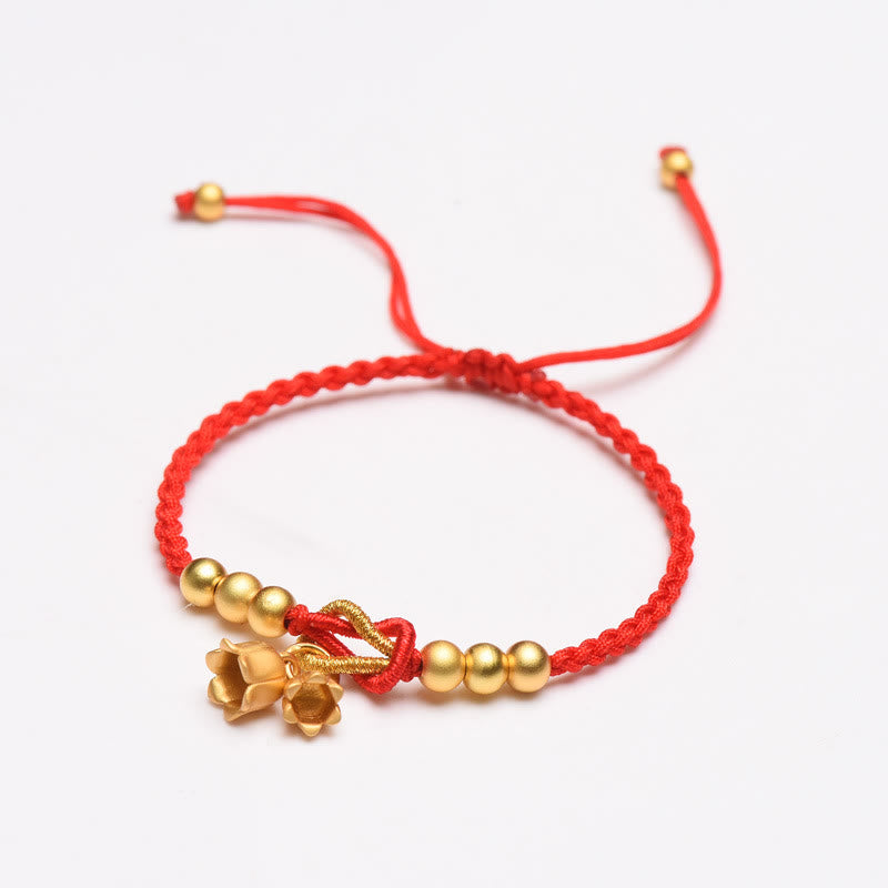 Buddha Stones Handcrafted Lily Of The Valley Flower Charm Design Luck Protection Braided Bracelet