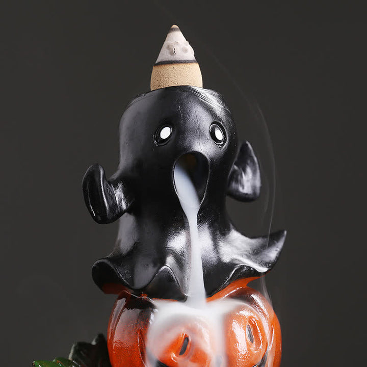 Halloween Pumpkins Ghost Resin Backflow Smoke Fountain Incense Burner Decoration