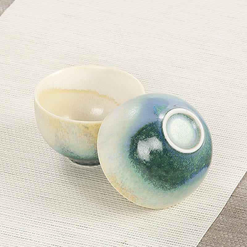 Buddha Stones Creative Green Ceramic Teacup Kung Fu Tea Cups