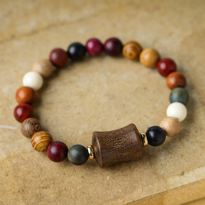 Tibet Multicolored Sandalwood Om Mani Padme Hum Protection Bracelet