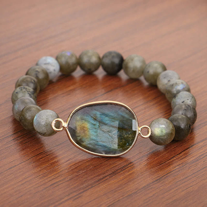 Buddha Stones Natural Labradorite Moonstone Support Healing Beaded Bracelet