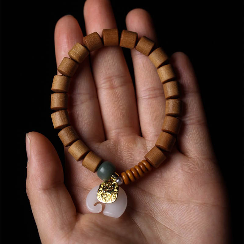 Sandalwood Jade Elephant Protection Bracelet